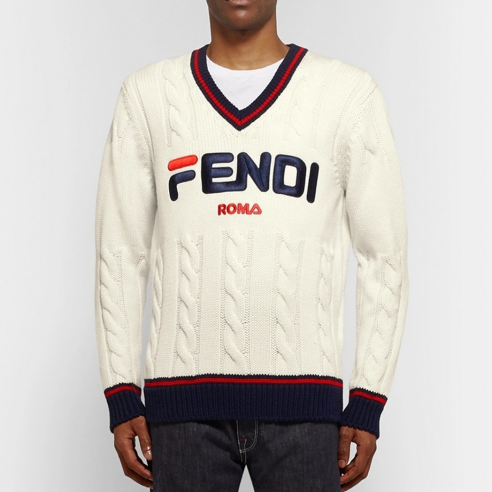 Fendi Knit V Neck Sweater.